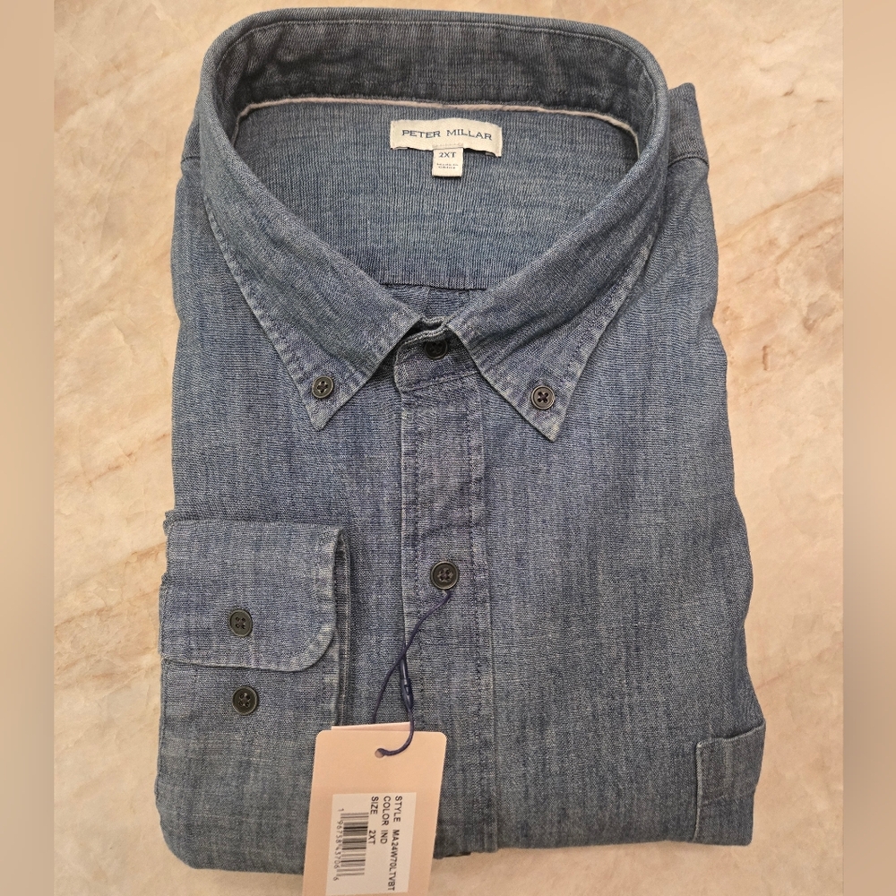 NwT Peter Millar Denim Blue Casual Shirt